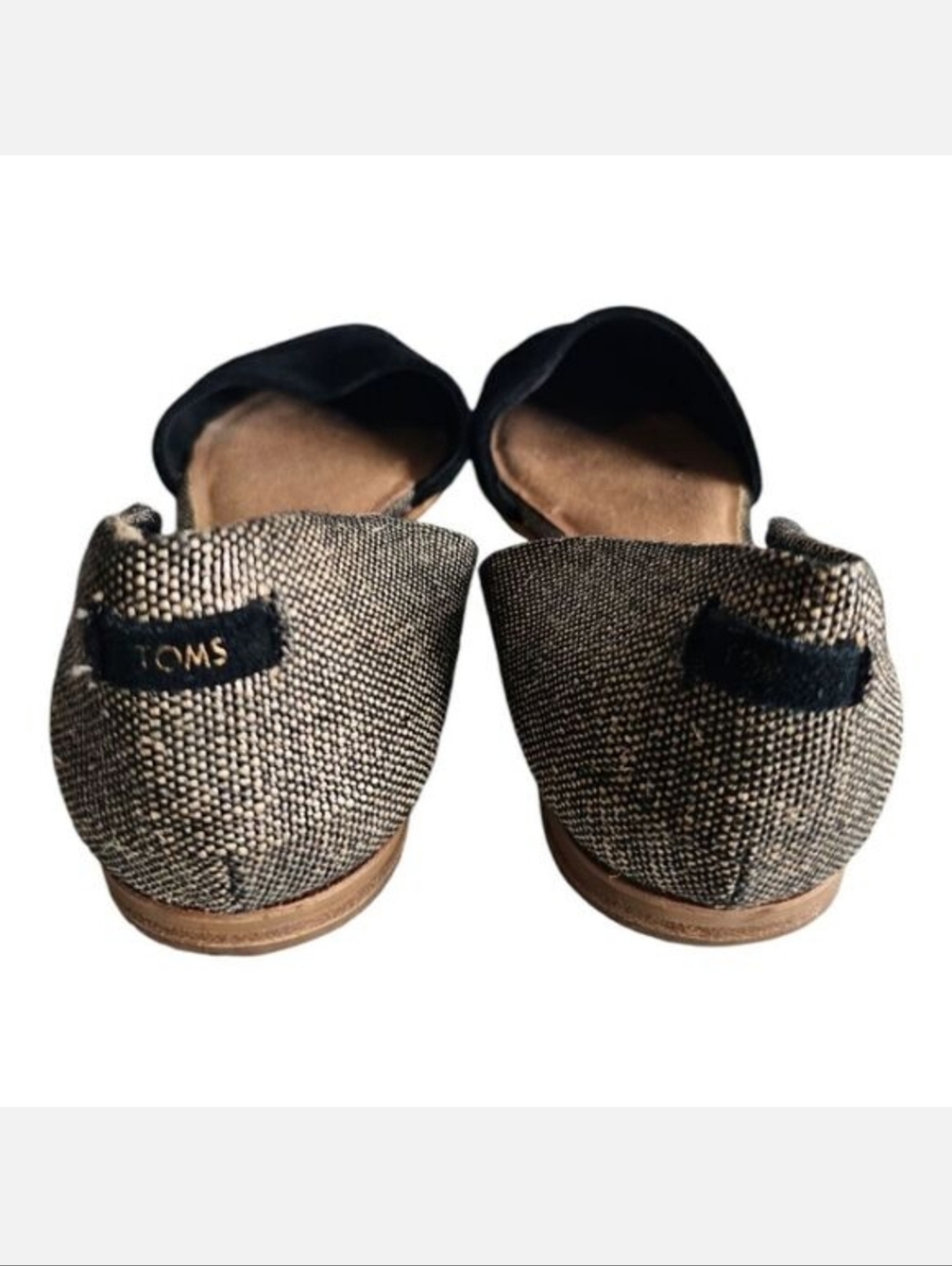 TOMS Jutti D'Orsay Black Suede Metallic Woven Flats - Size 9 1/2‎